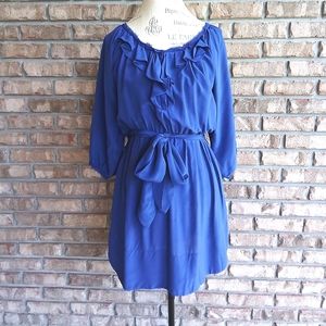 Rebecca Taylor 100% Silk Ruffle Neckline Mini Dress.